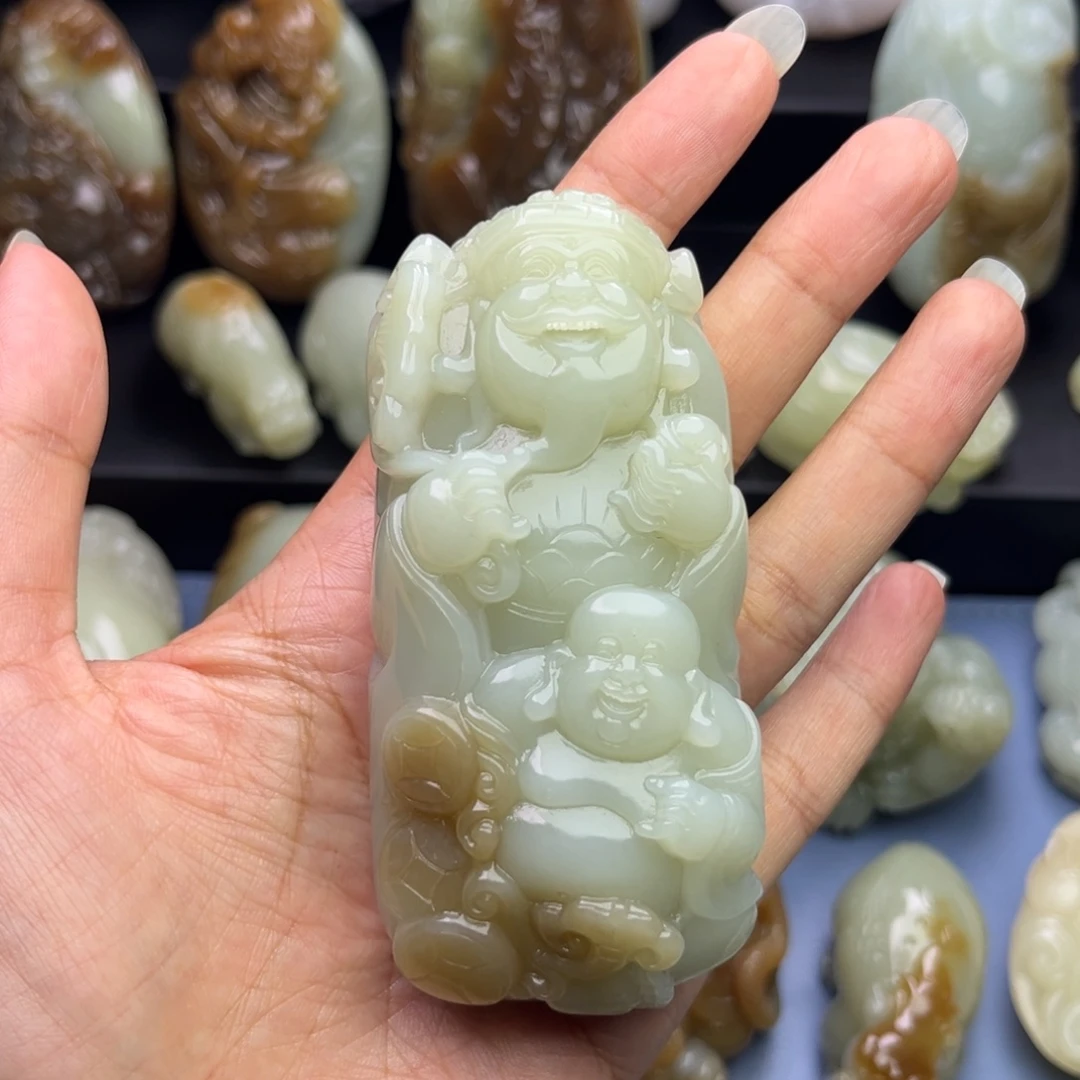 蒙***店和田玉未镶嵌把件