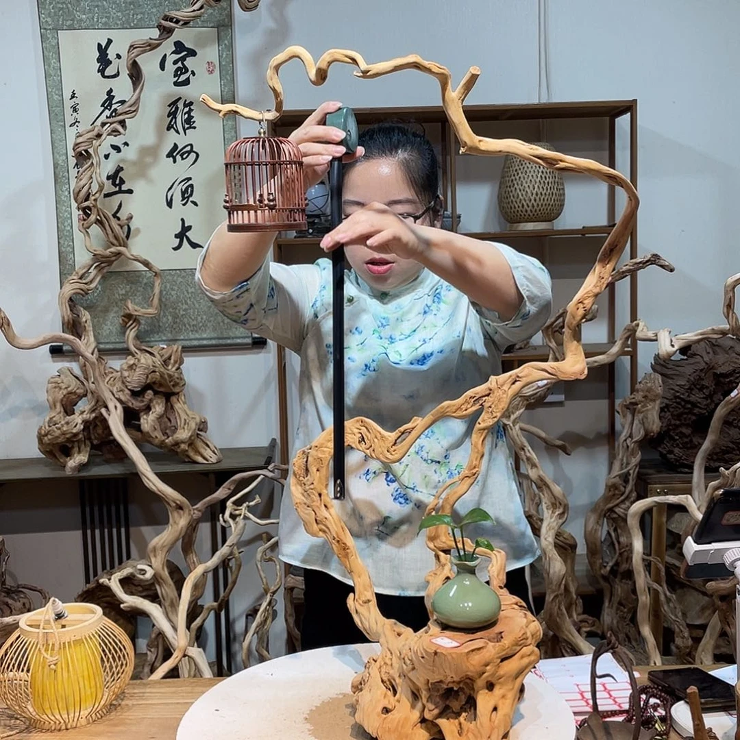 香杉木杜鹃根根艺摆件