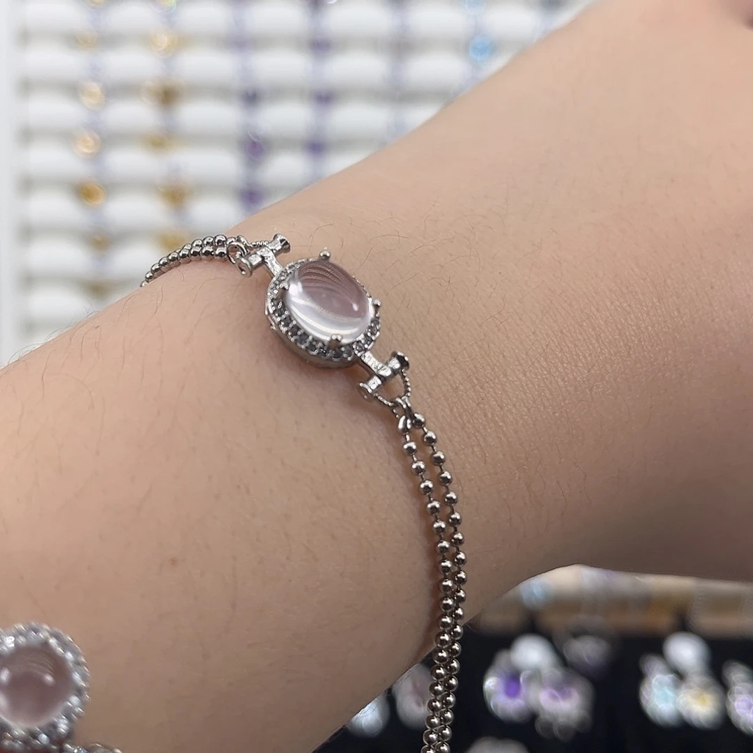 银S925镶嵌芙蓉石手链