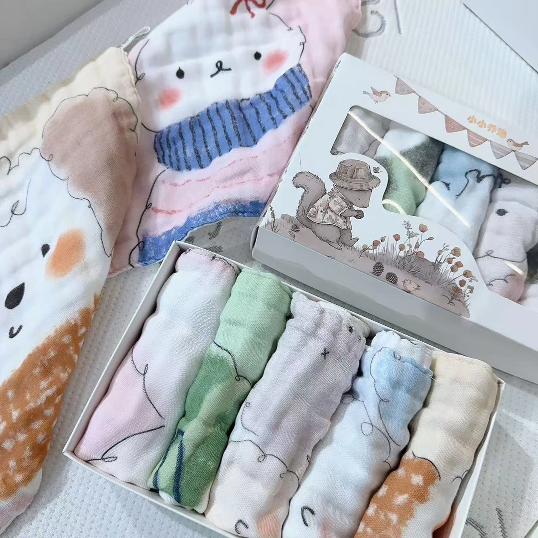 可爱小方巾六层高密纯棉高密宝宝口水巾a类棉儿童毛巾吸水