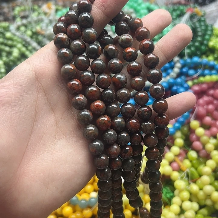 玛瑙/玉髓未镶嵌珠宝半成品一条天然10mm战国红圆珠