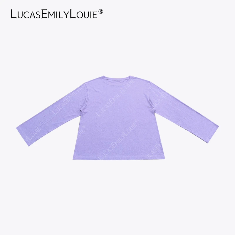 LUCASEMILYLOUIE欢姐0220 纯色基础款棉质长袖T恤2510359