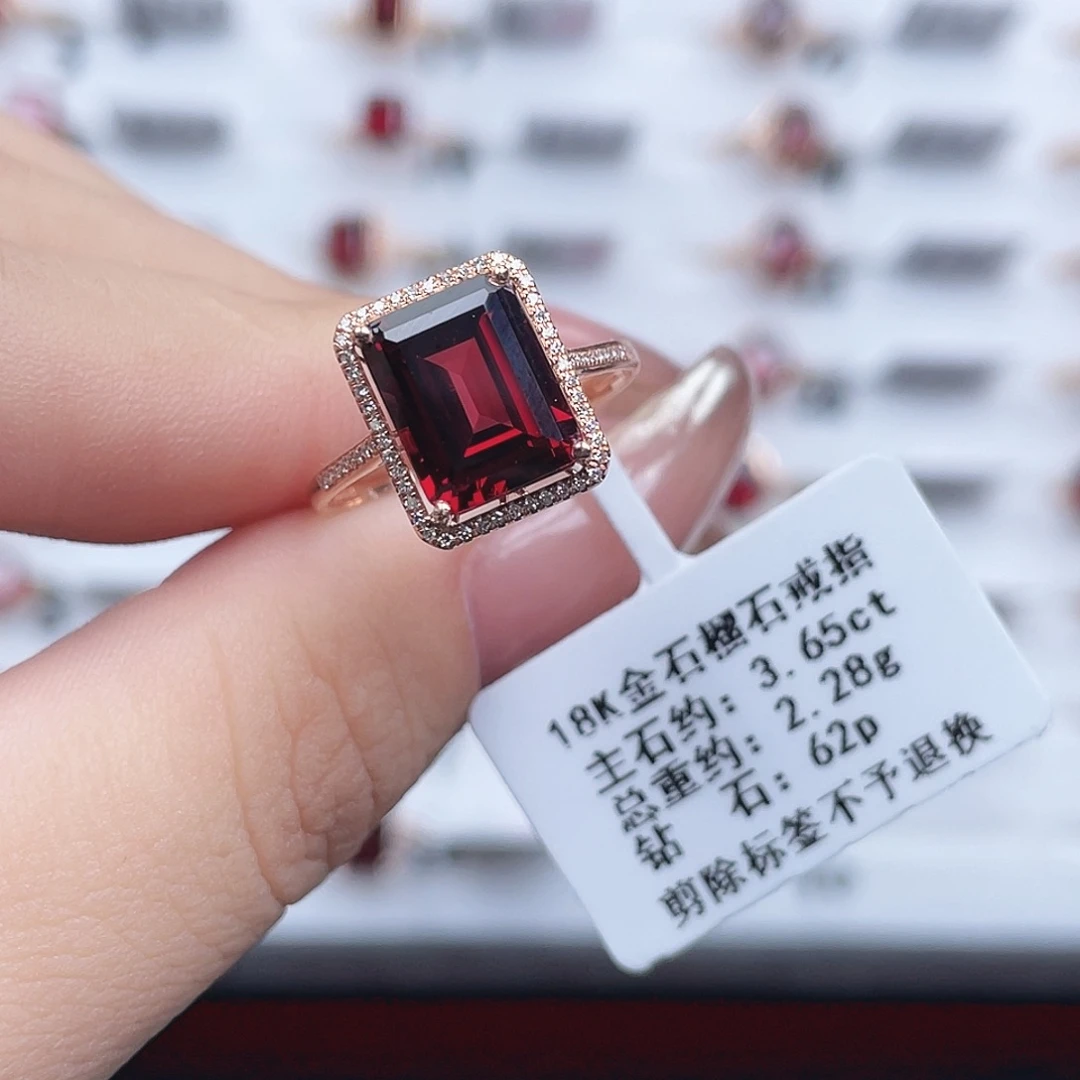 戒指石榴石18K金镶嵌