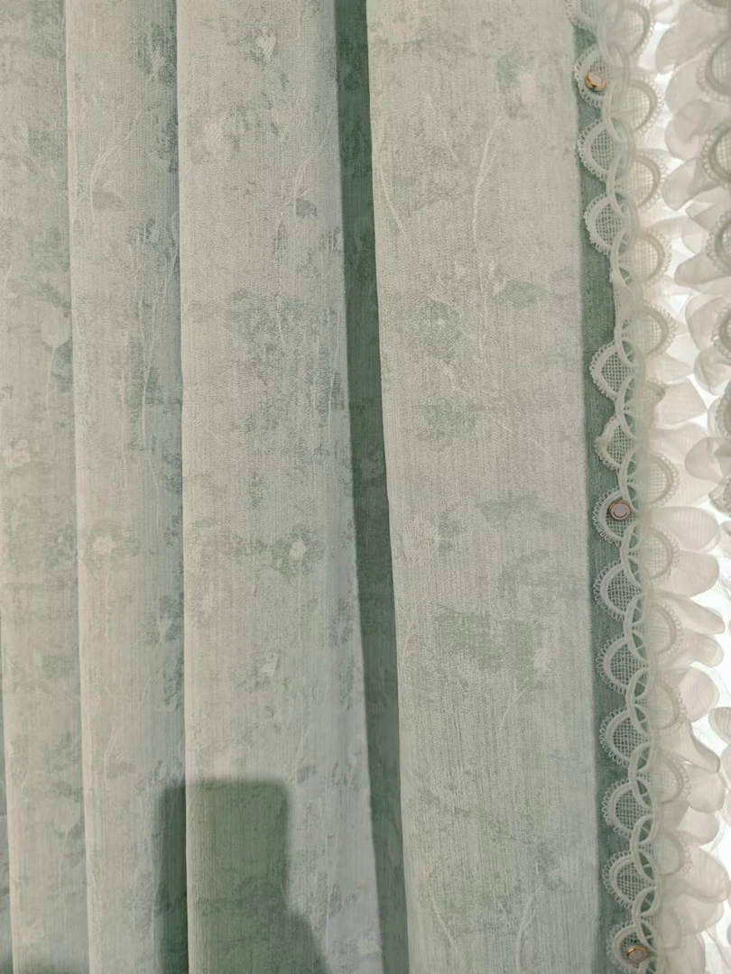 【绿茵悠然】法式轻奢色织提花全遮光雪尼尔卧室客厅窗帘