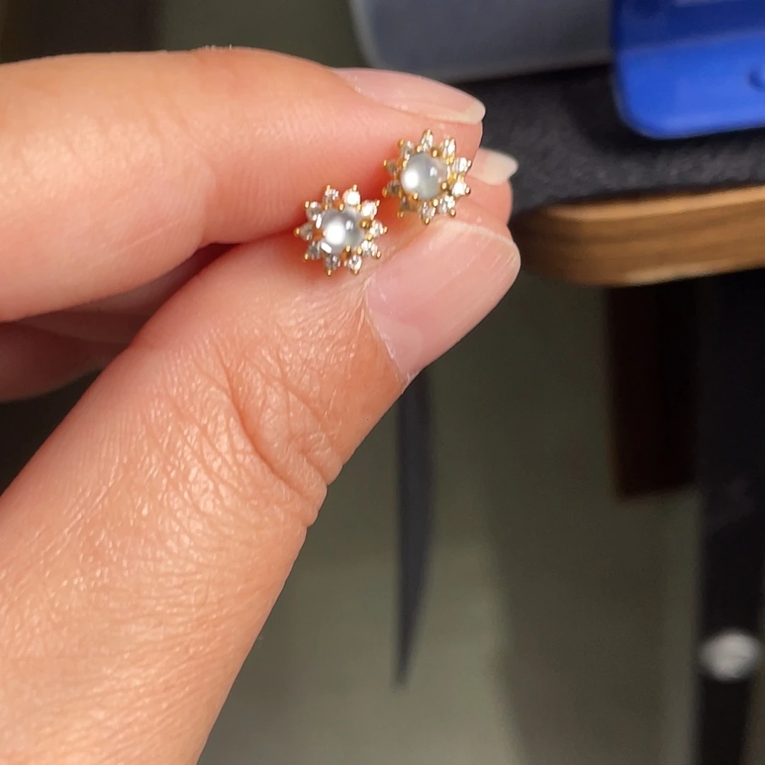 翡翠银S925镶嵌耳饰