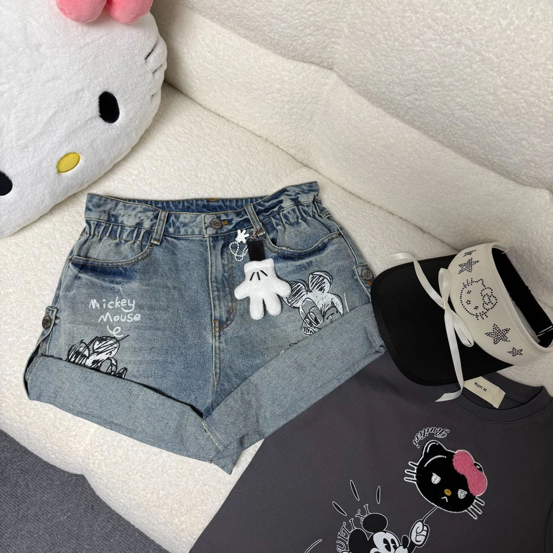 BLX--7225（深圳南油出品）新款小众设计款米奇印花短裤