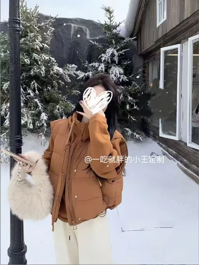 【小王家】秋冬休闲宽松小个子棉服连帽纯色时尚套装显瘦休闲风