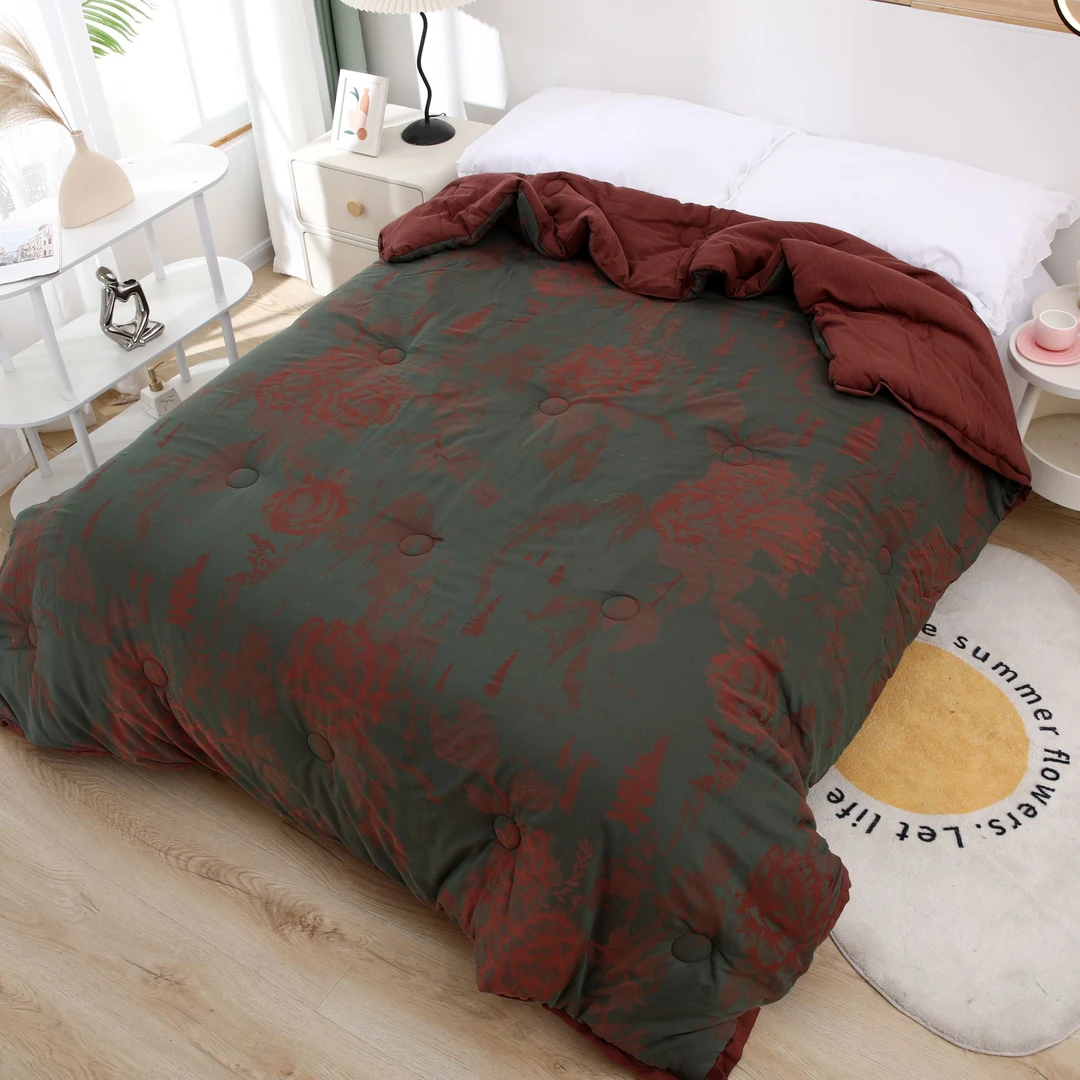 WY【山河牡丹-微瑕四件套】高档中古老钱简约风 牡丹苔藓绿亲肤床品