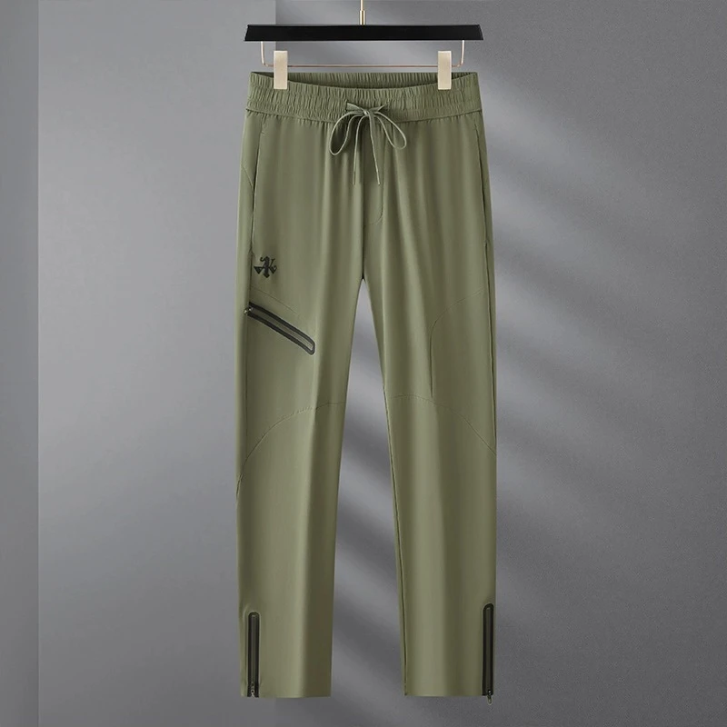 男士9分休闲裤夏季2025新款薄款舒适百搭透气冰丝直筒速干运动裤