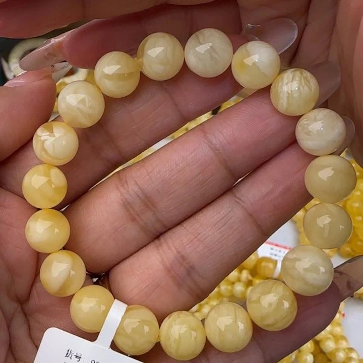 手链蜜蜡未镶嵌奶白妖花圆珠手串