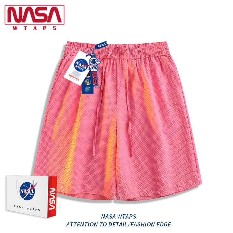 NASA WTAPS泡泡纱短裤男夏季薄款多巴胺运动宽松休闲五分沙滩裤子