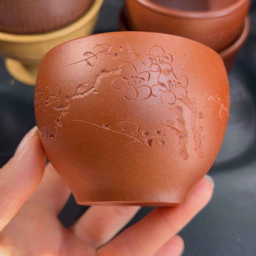 紫砂茶杯梅花主人杯