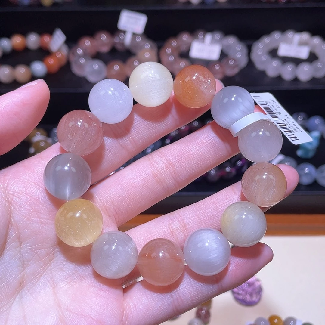 水晶手链未镶嵌兔毛手链，晶体通透14.7