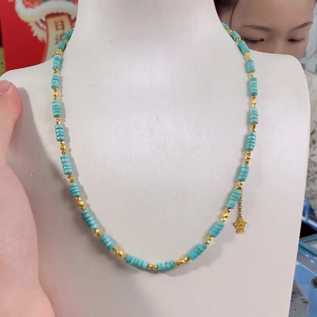 未****绿松石18K金镶嵌珠宝奇石