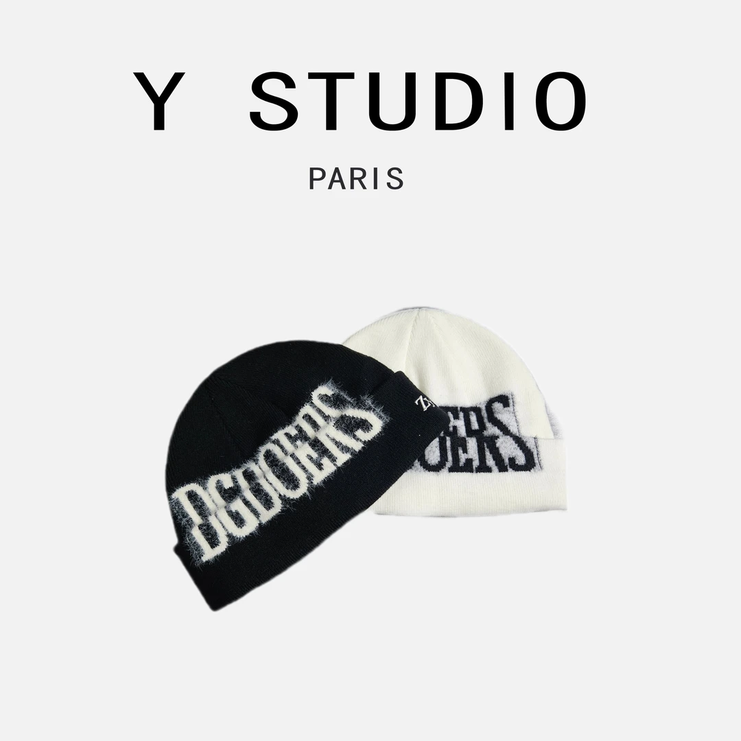 Y.STUDIO【魔术师】双层兔毛刺绣羊毛堆堆帽冷帽走秀街头包头帽