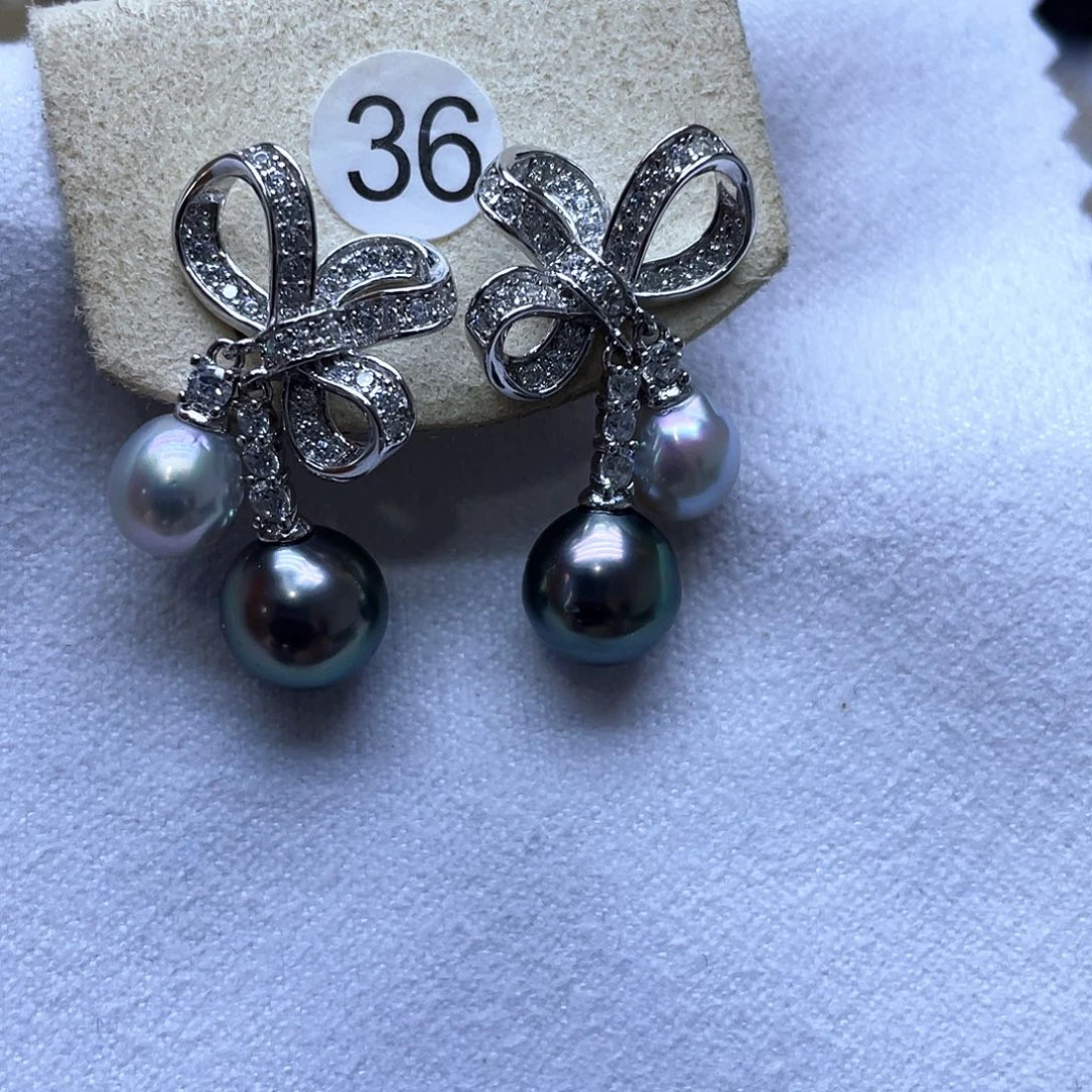 海水珍珠耳饰银S925镶嵌