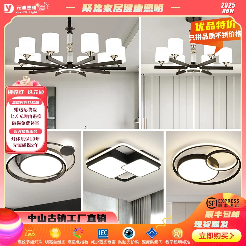 简约北欧现代客厅大灯创意灯灯源黑白色大气家用照明中式灯饰灯具