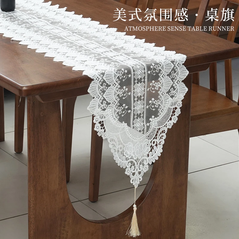 欧式白色牛奶丝桌旗35*90