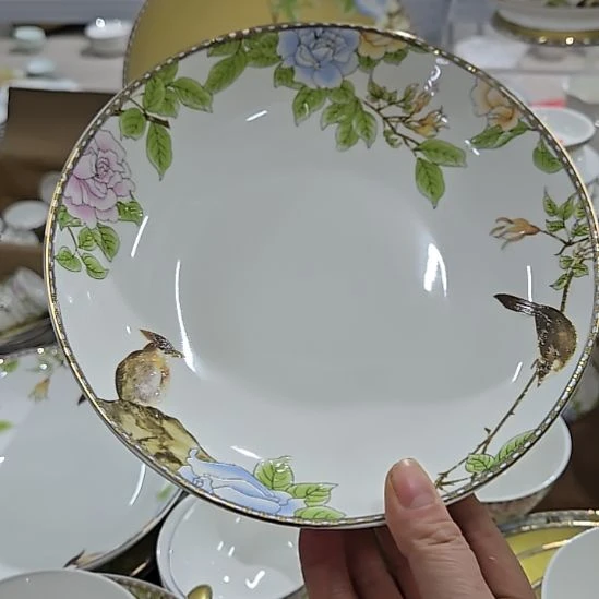 瓷片微瑕琴瑟和鸣8寸4个深盘66666