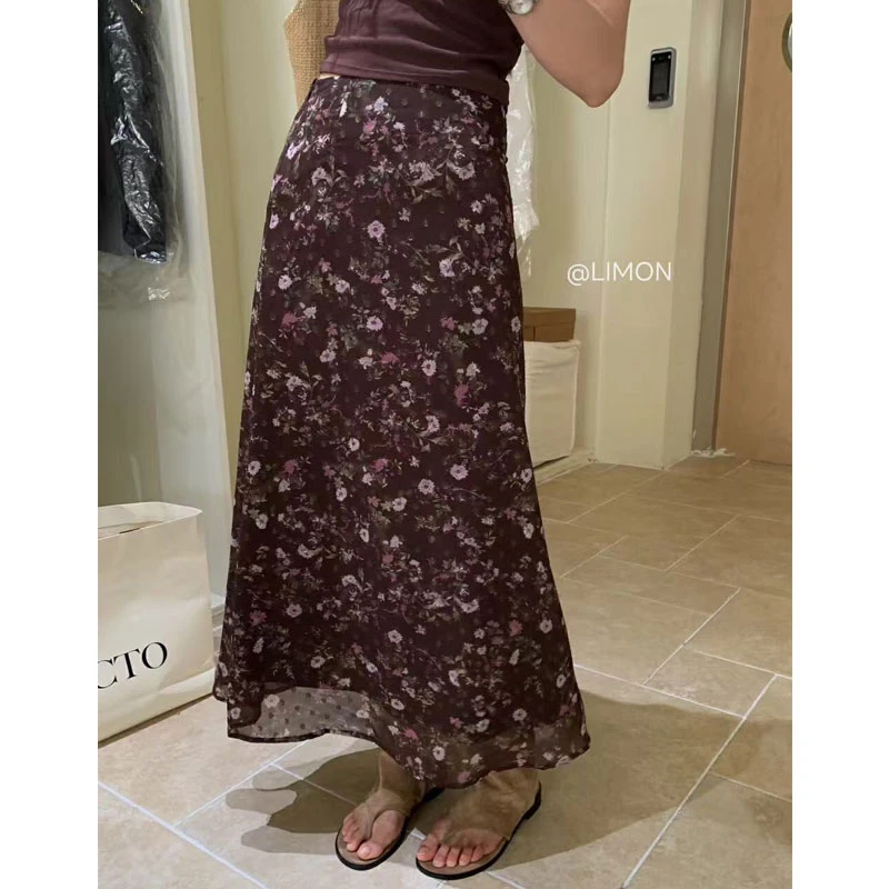 【夏央旗舰店】2025夏季新款碎花复古显瘦轻薄舒适A字半身裙#6691