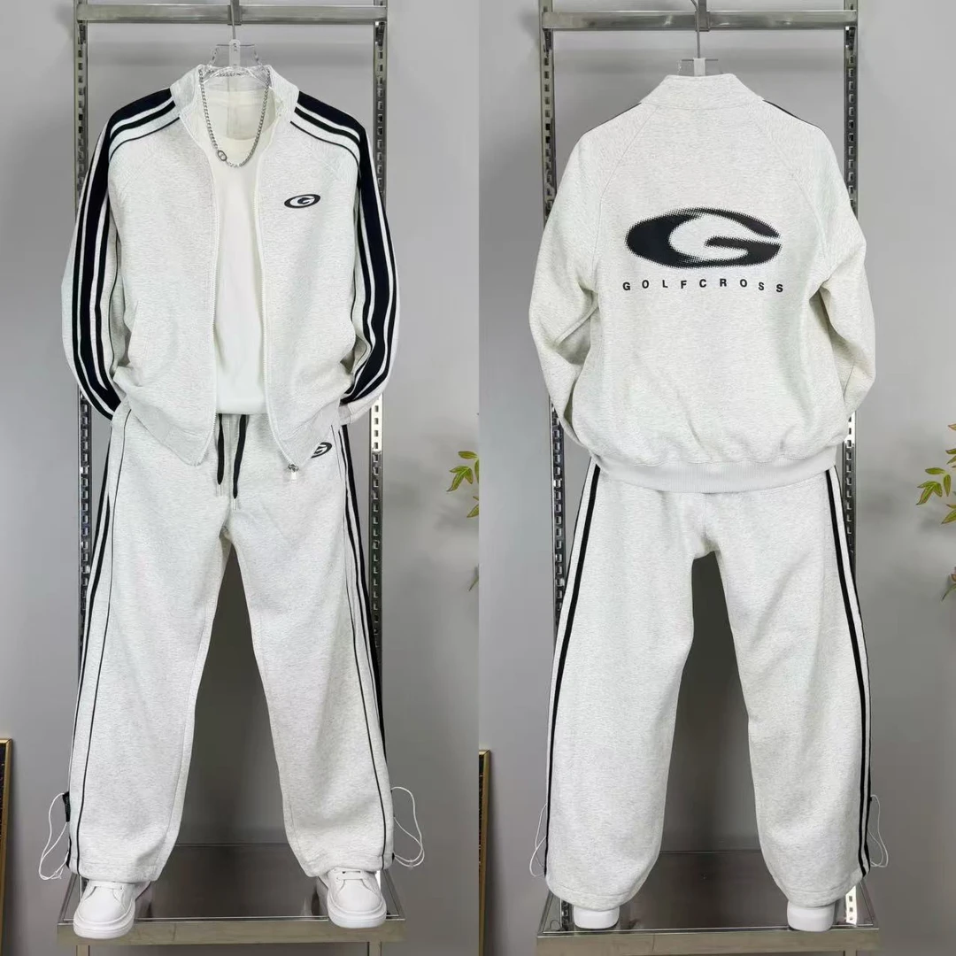 2025年秋季男女立领运动外套阔腿裤俩件套宽松潮牌情侣款休闲套装
