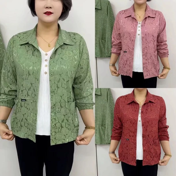 夏季新款女士薄款开衫时尚休闲中老年透气防晒外套