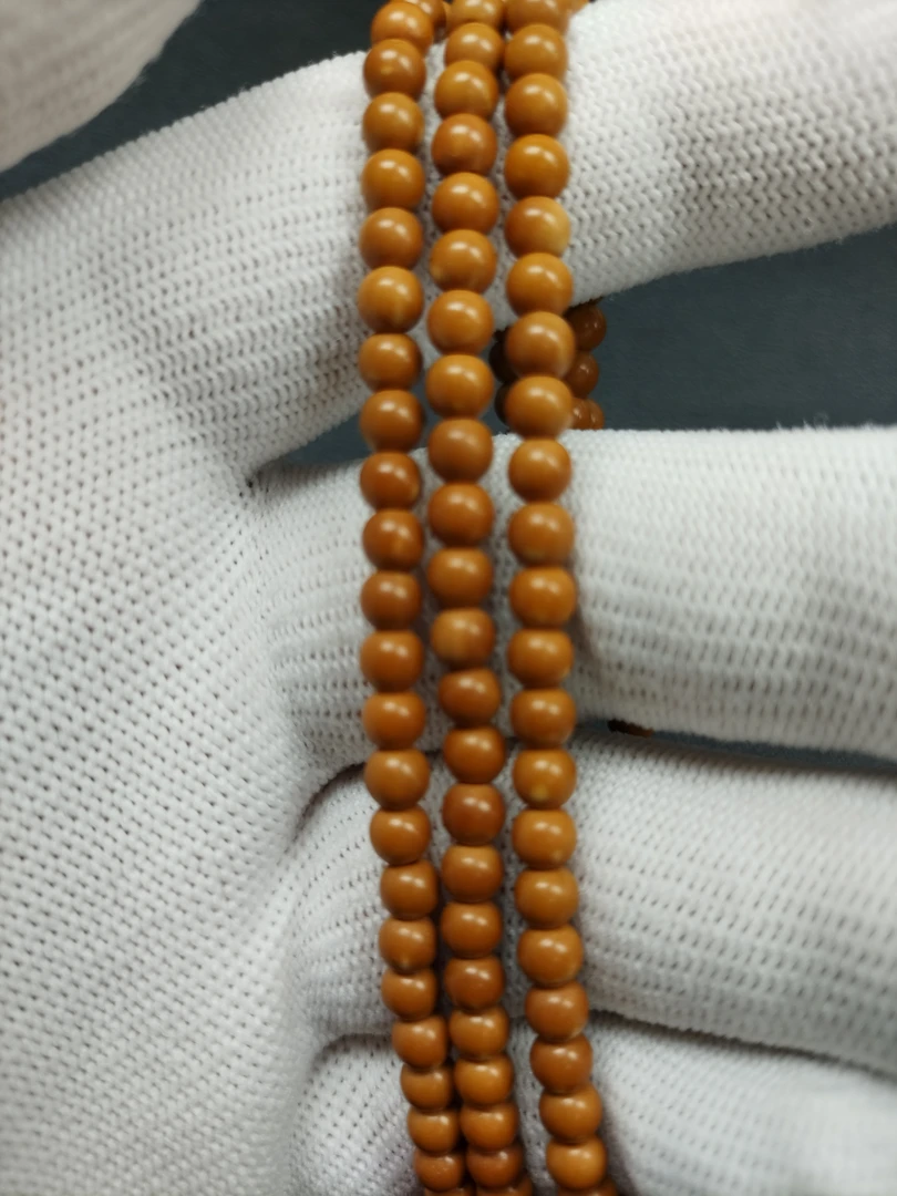 老挝橄榄核尖圆珠老型面包珠160颗带三花尺寸4.5mm