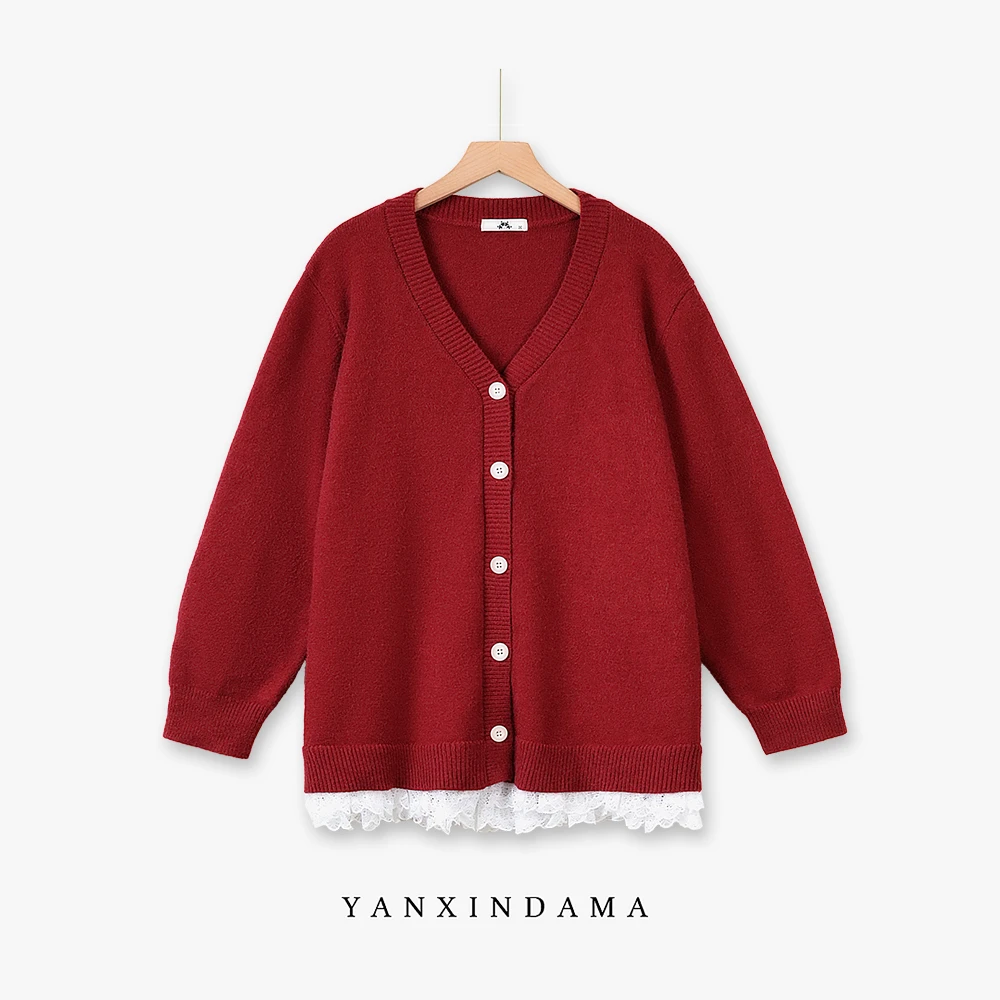 大码女装300斤胖MM韩系温柔风设计感拼接复古毛针织衫10250