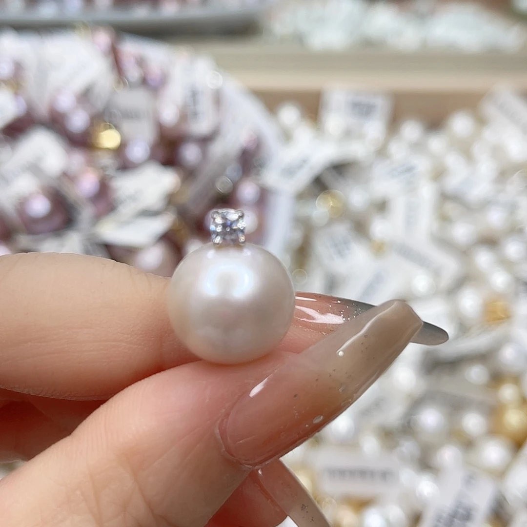 淡水珍珠银S925镶嵌吊坠(不含链)