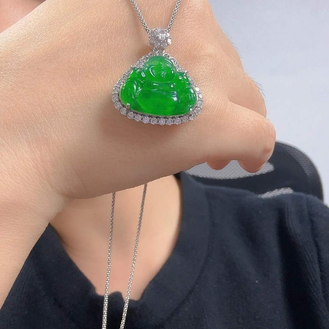 翡翠银S925镶嵌吊坠(不含链)