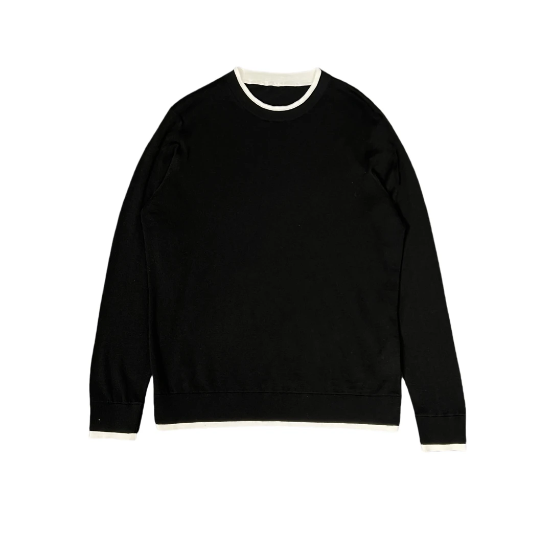 "8000版"康赛妮羊毛混纺撞色圆领针织衫