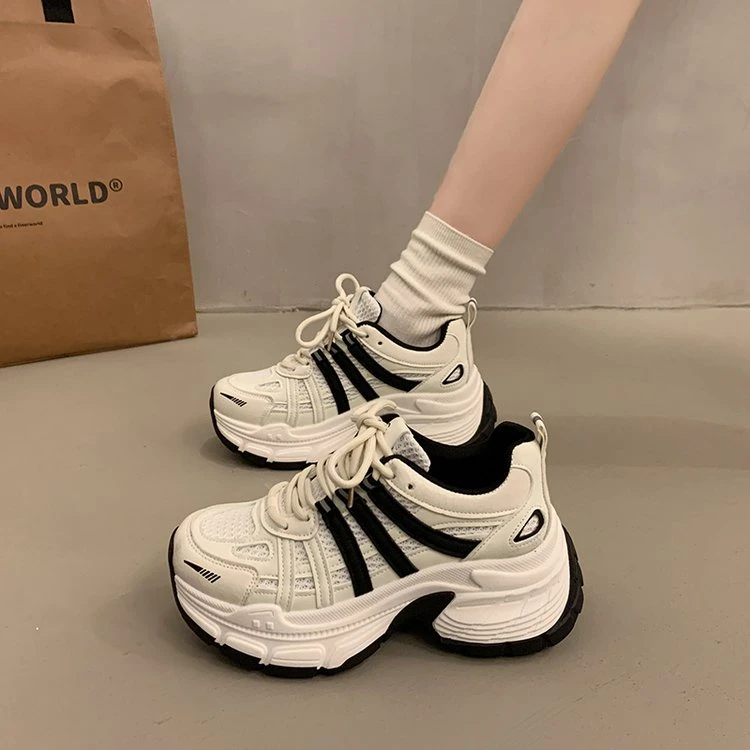 爆款厚底松糕老爹鞋女春秋小个子增高2025新款超火百搭运动休闲鞋