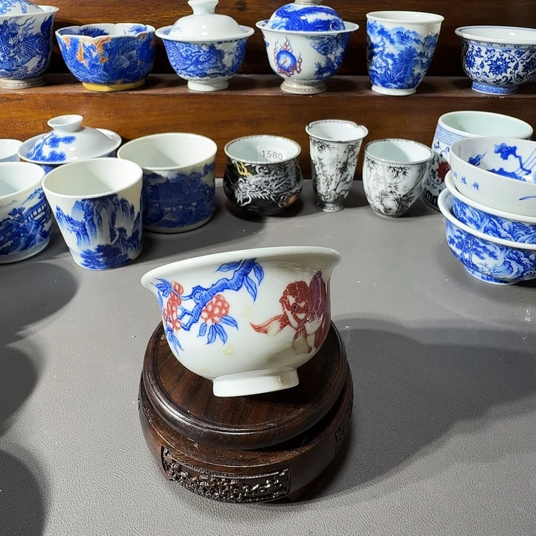 泥塑主人杯手工手绘微微瑕