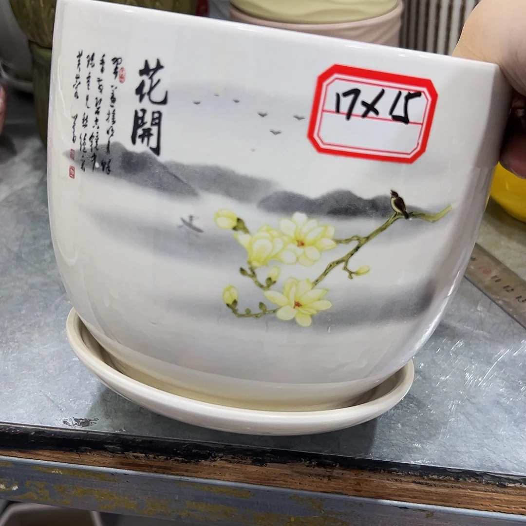 外贸尾单陶瓷花盆10米包邮