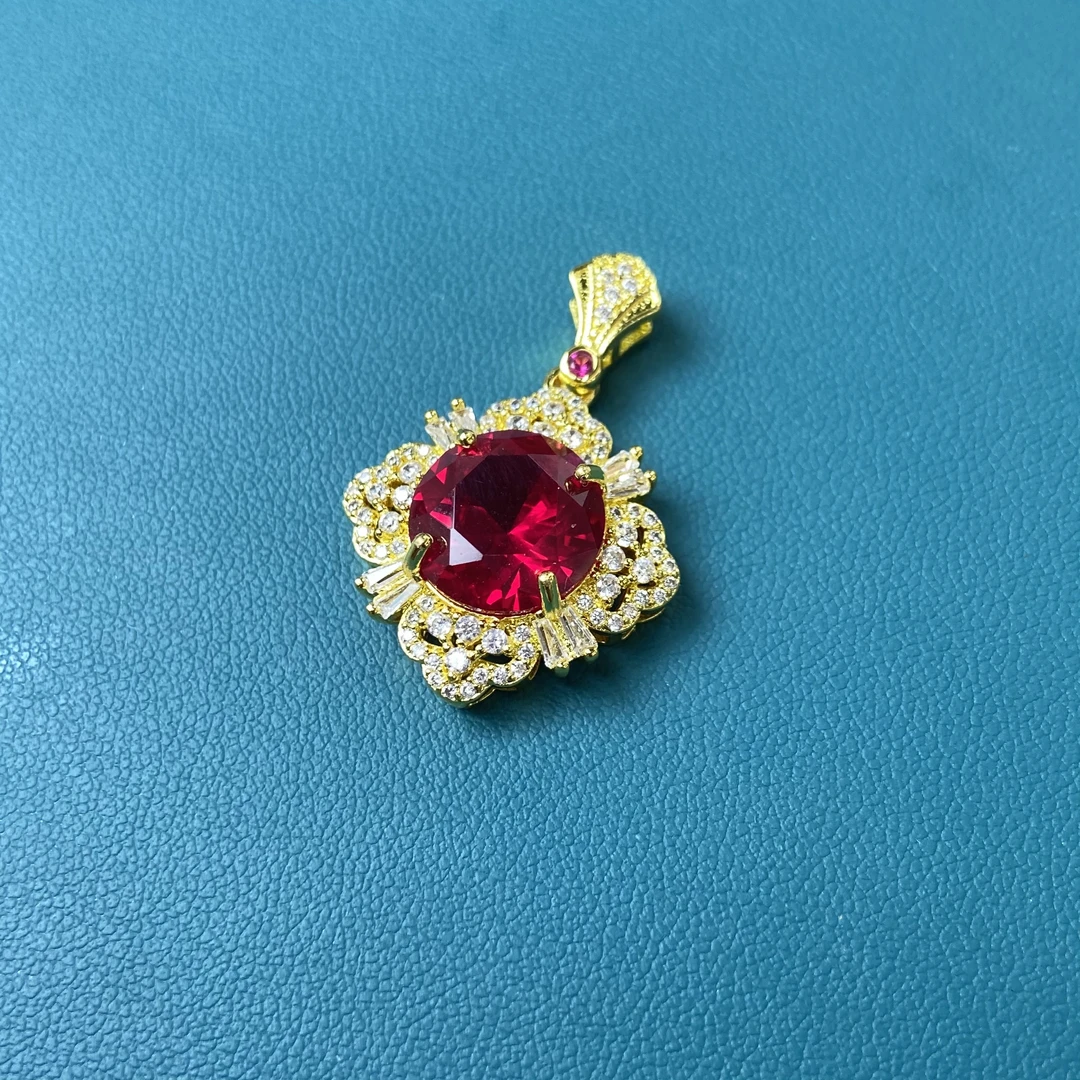 经典国风红宝石四叶草吊坠1557