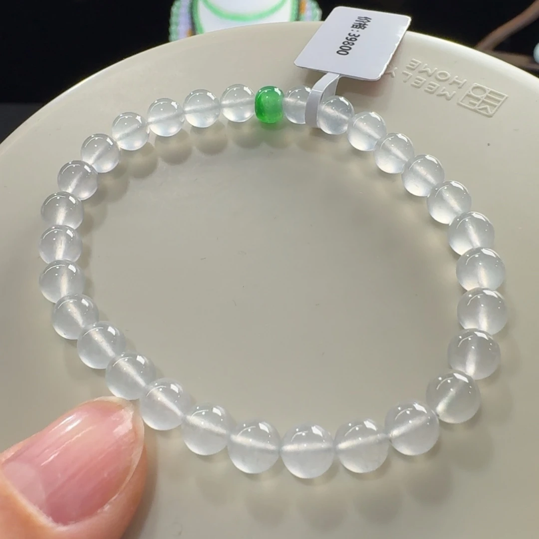 翡翠未镶嵌手链玻璃钢白冰单圈6mm