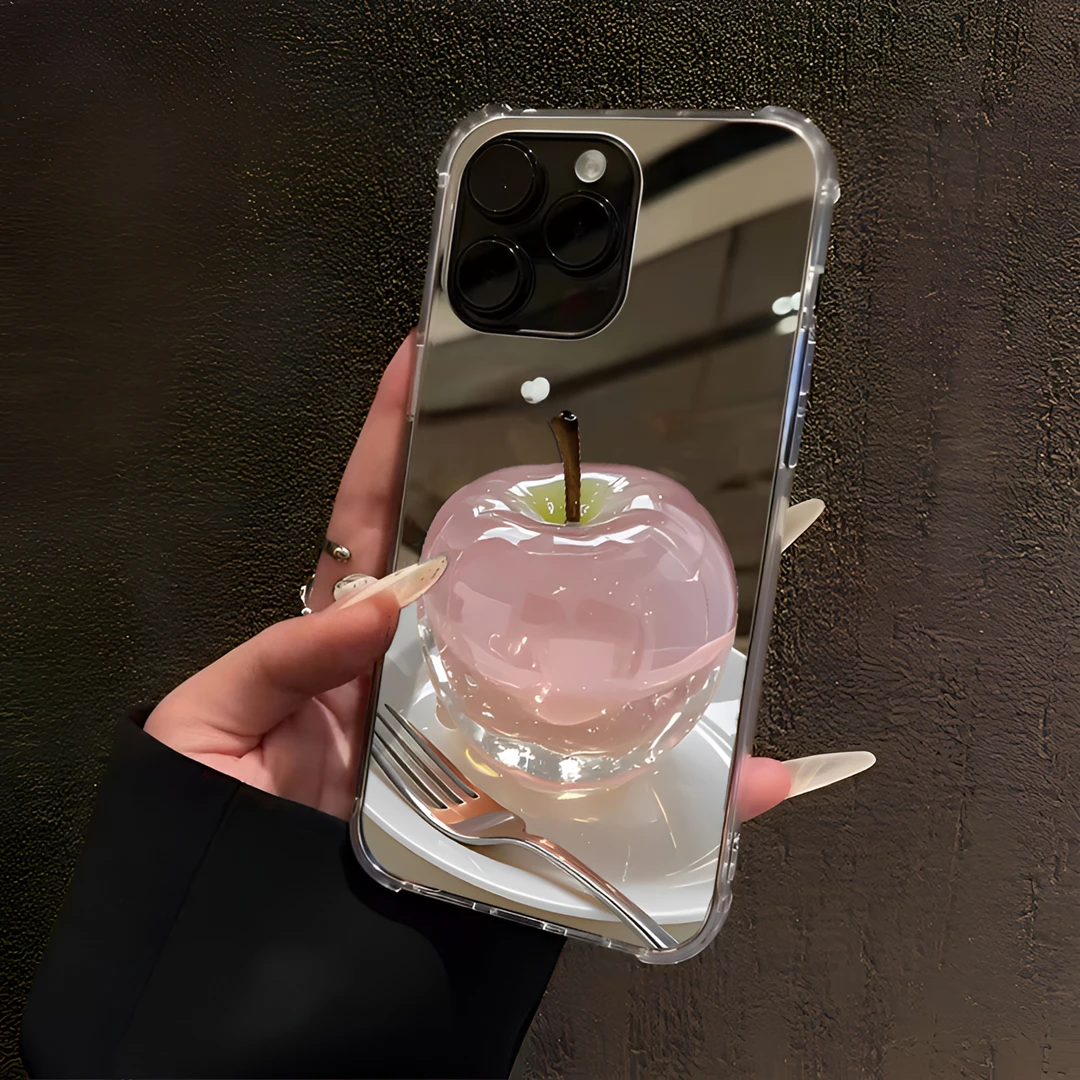 高级水晶苹果适用苹果16promax镜面手机壳15plus创意14pro补妆13