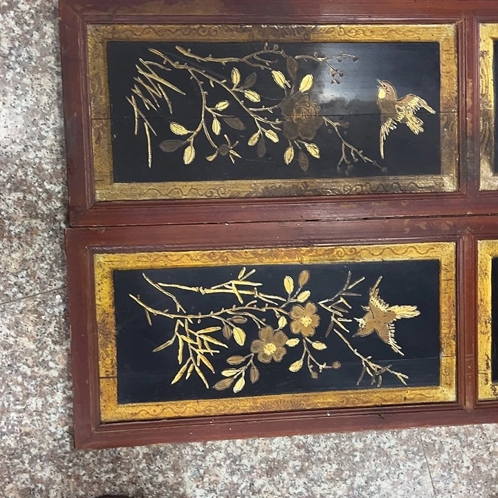 呼***圈香榧木老木雕花鸟一对