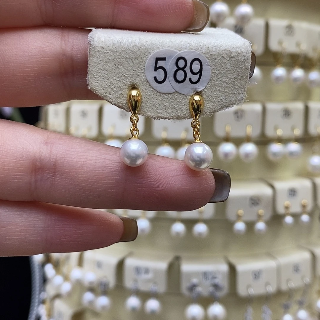 银S925镶嵌淡水珍珠耳饰