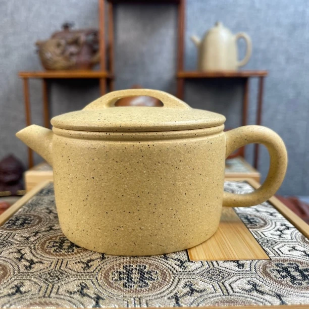 宜兴原矿紫砂壶全手工制作40目芝麻绿泥汉瓦壶130cc左右纯手工