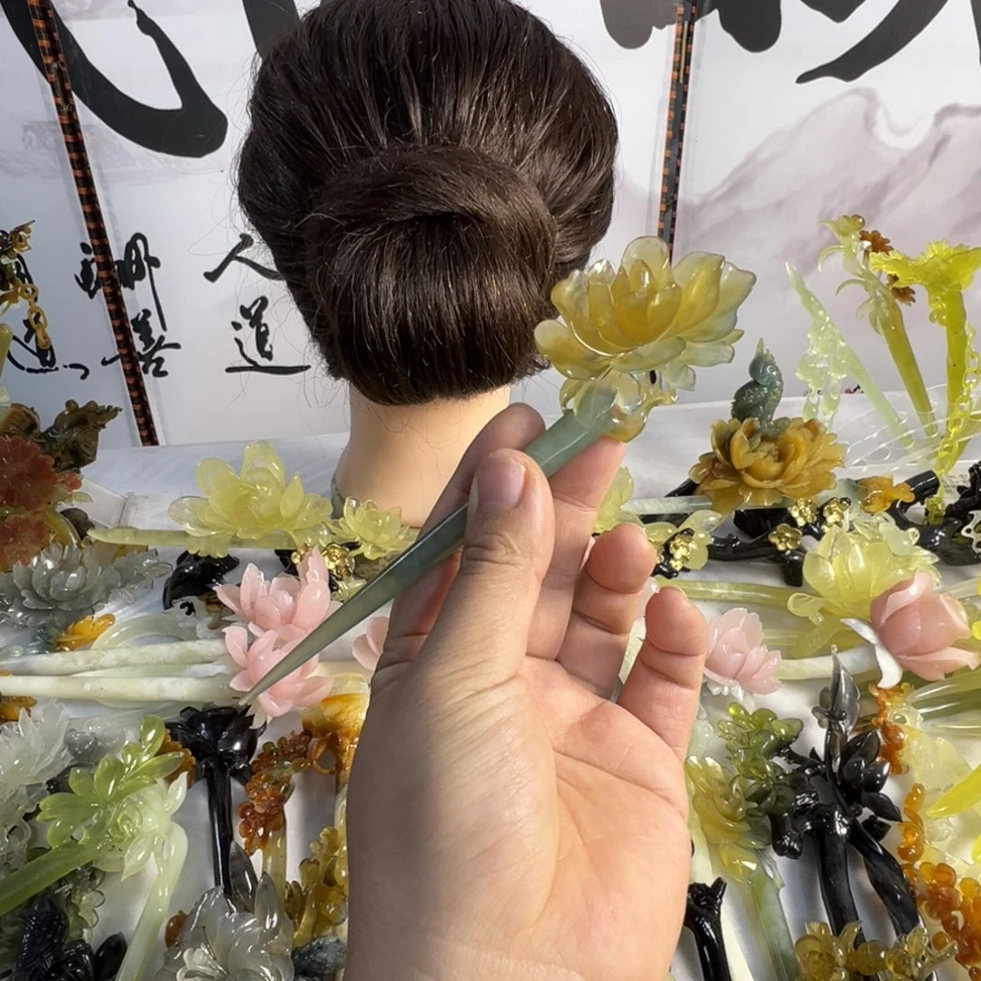 定制蛇纹石玉毛货发饰