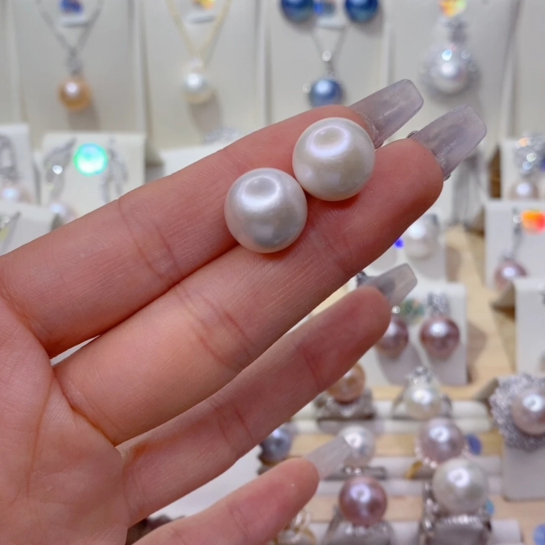 银S925镶嵌淡水珍珠耳饰