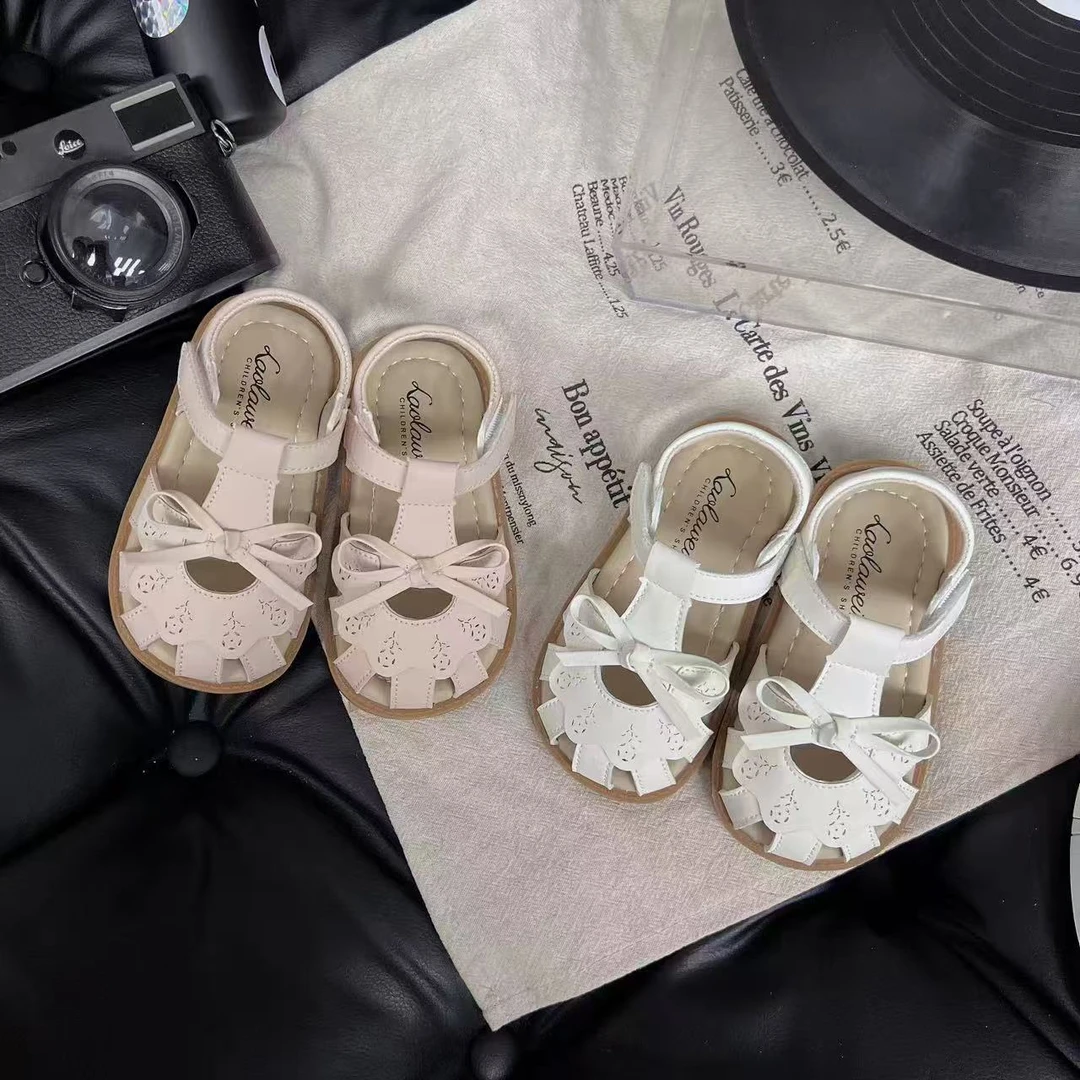 夏季新款儿童包头公主凉鞋女童包头蝴蝶结凉鞋LLWN702