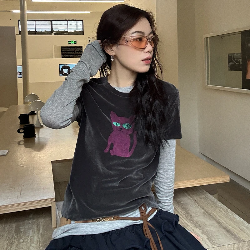 Seyora【猫咪打歌服】欧若风100%再生纤维短袖印花T恤 T31355SY51