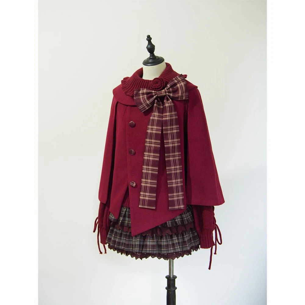 圣诞礼遇 秋冬新款日系古早奈奈风设计感蝴蝶结风衣外套半裙套装