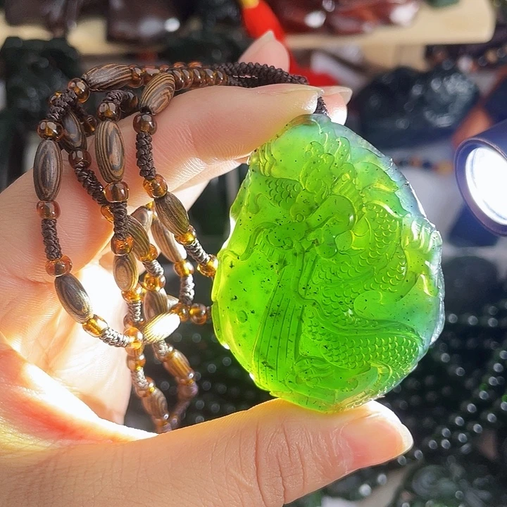 蛇纹石玉未镶嵌手串泰山玉神龙护主