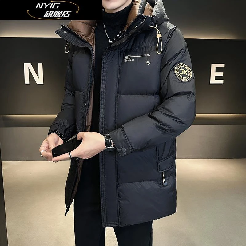 NYIG羽绒服男士中长款秋冬季2025年新款潮牌高端连帽保暖加厚外套