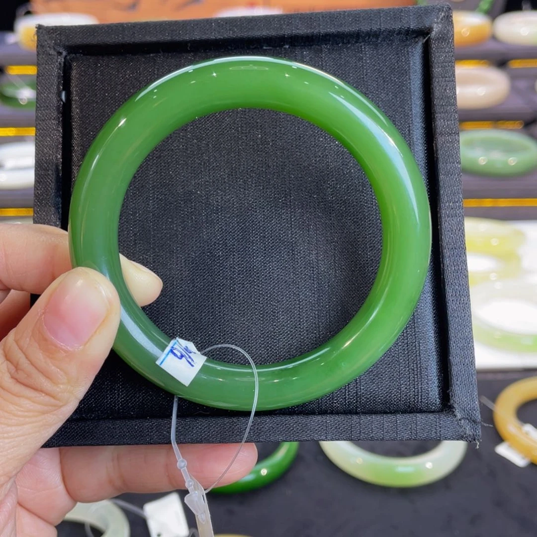 未镶嵌手镯和田玉-强推！阳绿碧玉55