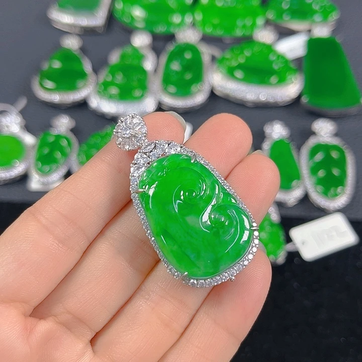 翡翠银S925镶嵌吊坠(不含链)