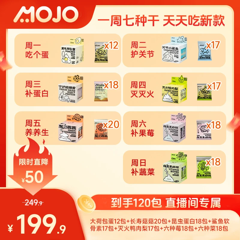 【它博会专属】一周七种干MOJO魔球冻干零食合集营养鸭肉梨鸡肉冻干